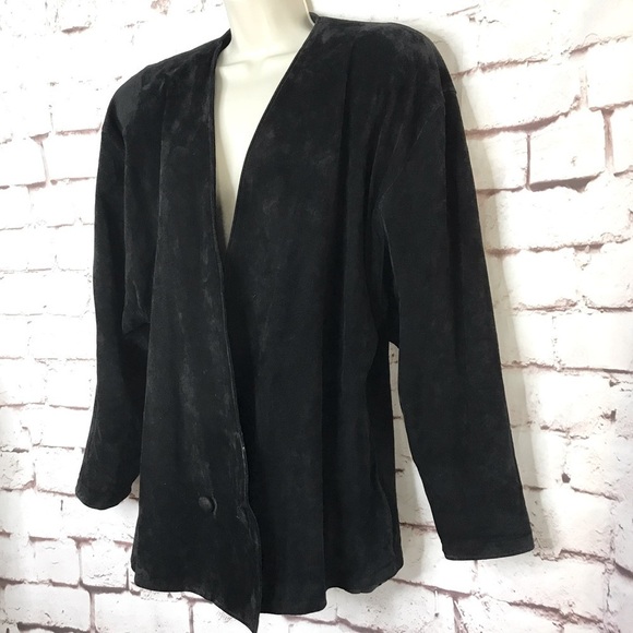 J. FOSS 80’s Vintage Black Suede jacket Size Small - Picture 4 of 16
